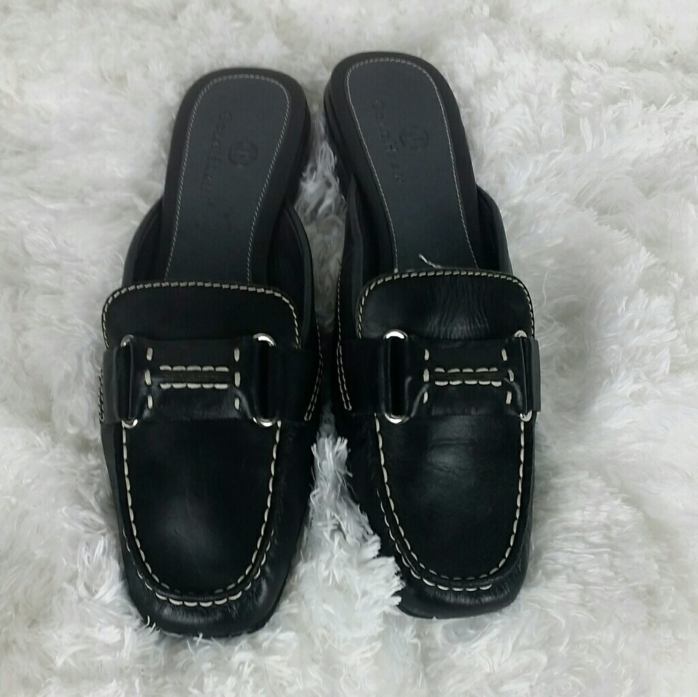 Cole Haan Leather Mules Buckle Fronts Size 6B